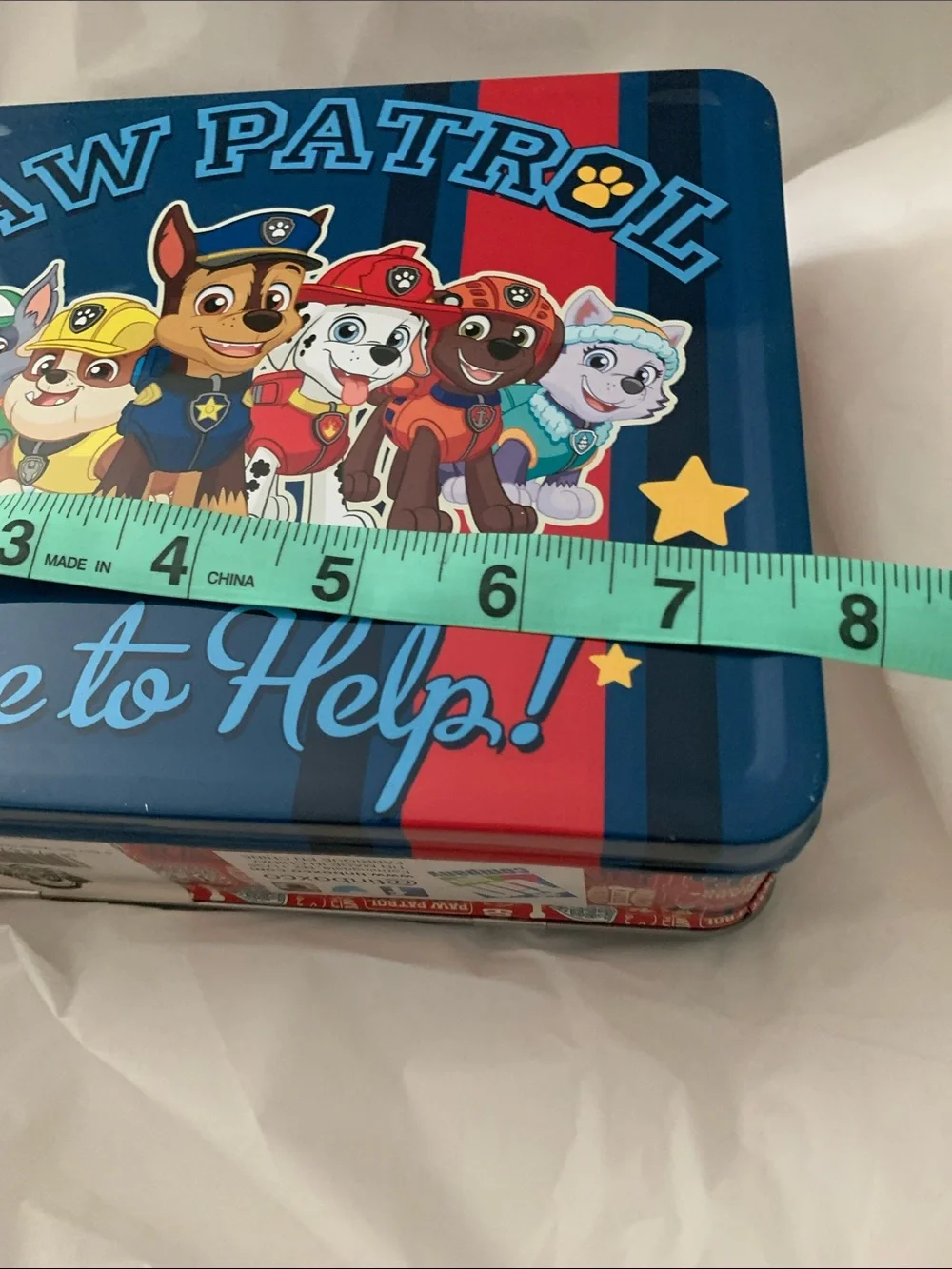Paw Patrol Blue Red Tin Lunchbox with Character Graphic unused